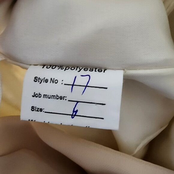 Warm Notices Champagne Lace & Chiffon Cocktail Dress Size 6 Elegant V-Neck - Picture 11 of 13